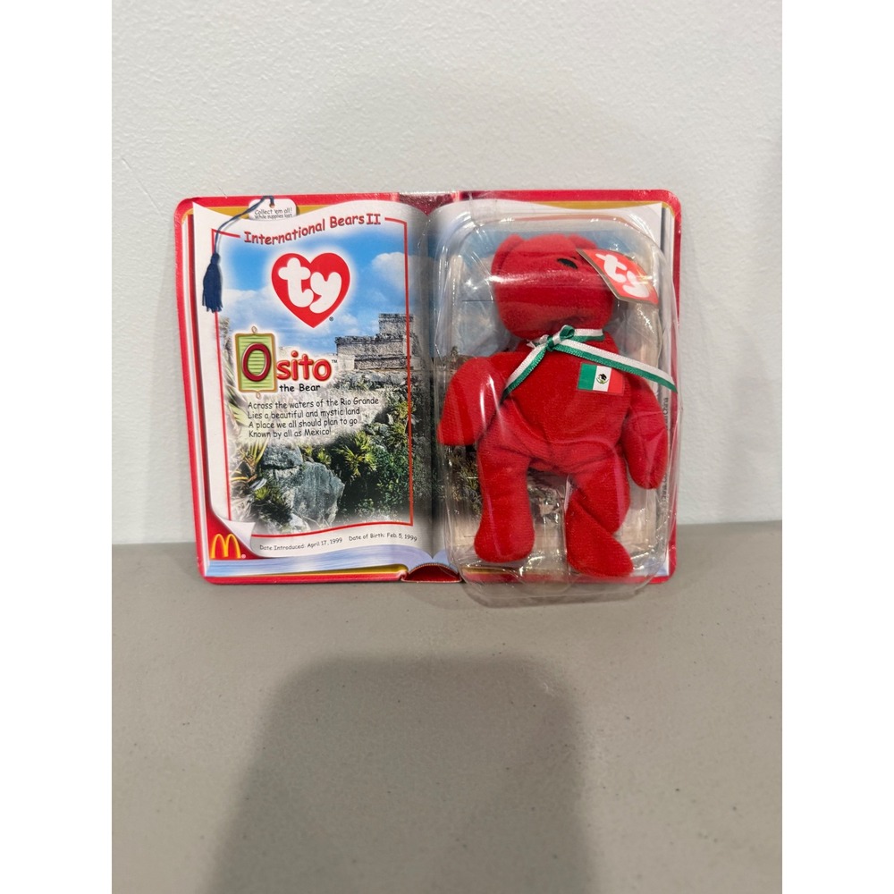 Ty Teenie Beanie Babies Osito the Bear Red Mexico International Bears II 2000